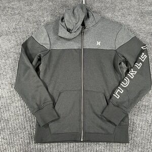 Hurley Jacket Youth Boys Medium Black Gray Long Sleeve Full Zip Dri Fit